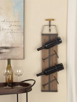 Juniper + Ivory 32 In. X 8 In. Industrial Wine Holder Rack Brown Wood - Juniper + Ivory 22630 7 Juniper + Ivory 32 In. X 8 In. Industrial Wine Holder Rack Brown Wood - Juniper + Ivory 22630 -Home Haven Deals 268 22630 1 2