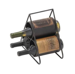 Juniper + Ivory 10 In. X 11 In. Industrial Wine Holder Black Metal - Juniper + Ivory 34925