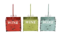 Juniper + Ivory Set Of 3 8 In. X 15 In. Multi Colored Vintage Wine Holder Metal - Juniper + Ivory 34928 -Home Haven Deals 268 34928 10