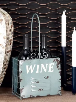 Juniper + Ivory Set Of 3 8 In. X 15 In. Multi Colored Vintage Wine Holder Metal - Juniper + Ivory 34928 -Home Haven Deals 268 34928 2