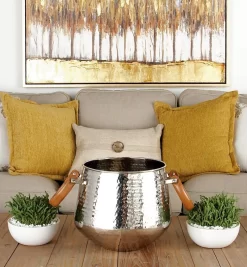 Juniper + Ivory 14 In. X 15 In. Modern Wine Holder Bucket Silver Metal - Juniper + Ivory 38099 -Home Haven Deals 268 38099 1 2