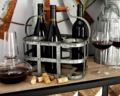 Juniper + Ivory 7 In. X 13 In. Farmhouse Wine Holder Silver Metal - Juniper + Ivory 38153 -Home Haven Deals 268 38153 1 2