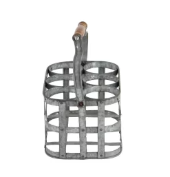 Juniper + Ivory 7 In. X 13 In. Farmhouse Wine Holder Silver Metal - Juniper + Ivory 38153 -Home Haven Deals 268 38153 8