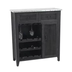Juniper + Ivory Grayson Lane 36 In. X 32 In. Farmhouse Wine Storage Black Wood - Juniper + Ivory 45894
