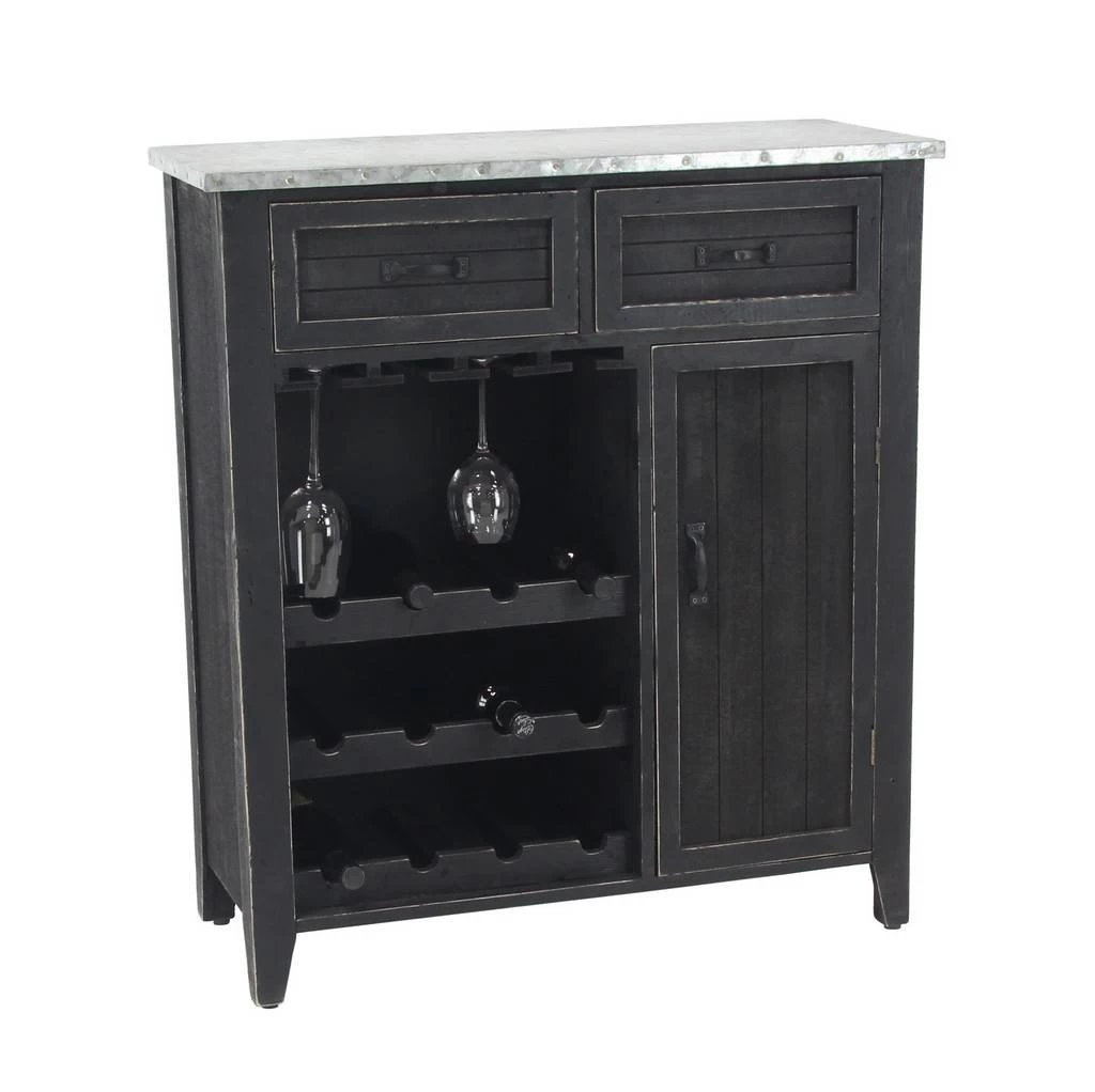Juniper + Ivory Grayson Lane 36 In. X 32 In. Farmhouse Wine Storage Black Wood - Juniper + Ivory 45894 1 Juniper + Ivory Grayson Lane 36 In. X 32 In. Farmhouse Wine Storage Black Wood - Juniper + Ivory 45894