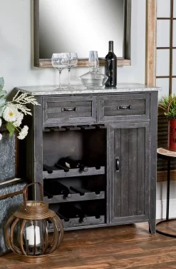 Juniper + Ivory Grayson Lane 36 In. X 32 In. Farmhouse Wine Storage Black Wood - Juniper + Ivory 45894 9 Juniper + Ivory Grayson Lane 36 In. X 32 In. Farmhouse Wine Storage Black Wood - Juniper + Ivory 45894 -Home Haven Deals 268 45894 1 2