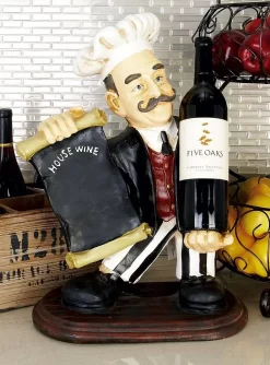 Juniper + Ivory 20 In. X 13 In. Traditional Decorative Chalkboard Sign With Wine Holder Black Polystone - Juniper + Ivory 49704 -Home Haven Deals 268 49704 1 2