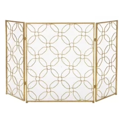 Juniper + Ivory Grayson Lane 31 In. X 53 In. Contemporary Fireplace Screen Gold Metal - Juniper + Ivory 50383