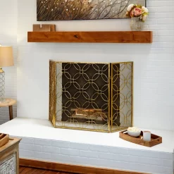 Juniper + Ivory Grayson Lane 31 In. X 53 In. Contemporary Fireplace Screen Gold Metal - Juniper + Ivory 50383 -Home Haven Deals 268 50383 1 2