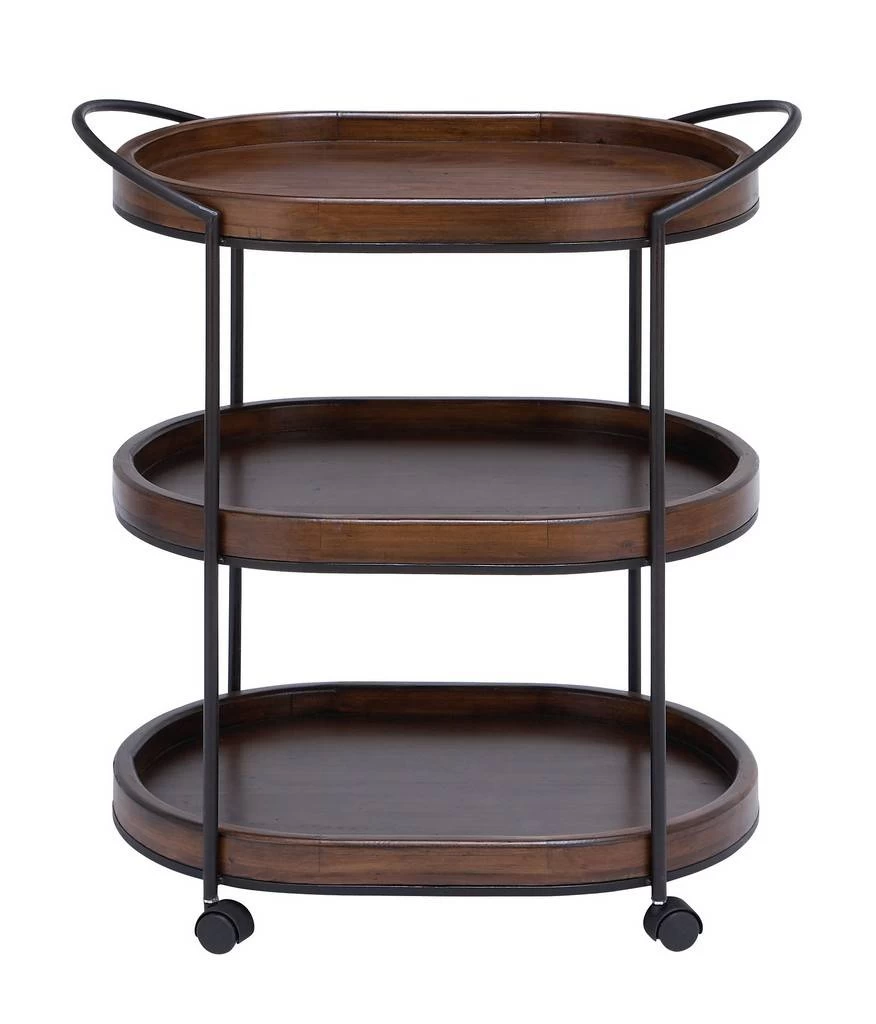 Juniper + Ivory 30 In. X 25 In. Traditional Bar Cart Brown Pine And Metal - Juniper + Ivory 50469 1 Juniper + Ivory 30 In. X 25 In. Traditional Bar Cart Brown Pine And Metal - Juniper + Ivory 50469