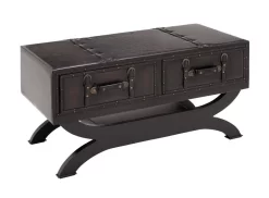 Juniper + Ivory Grayson Lane 21 In. X 40 In. Traditional Coffee Table Brown Faux Leather And Wood - Juniper + Ivory 55743 -Home Haven Deals 268 55743 8