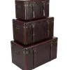 Juniper + Ivory Grayson Lane Set Of 3 19 In., 24 In., 27 In. Traditional Trunk Brown Leather - Juniper + Ivory 56977