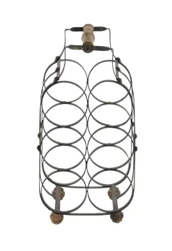 Juniper + Ivory 16 In. X 8 In. Rustic Wine Holder Black Metal - Juniper + Ivory 63342 -Home Haven Deals 268 63342 7