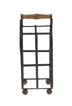 Juniper + Ivory 16 In. X 8 In. Rustic Wine Holder Black Metal - Juniper + Ivory 63342 -Home Haven Deals 268 63342 8