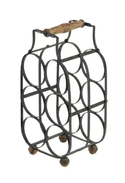 Juniper + Ivory 16 In. X 8 In. Rustic Wine Holder Black Metal - Juniper + Ivory 63342 -Home Haven Deals 268 63342 9