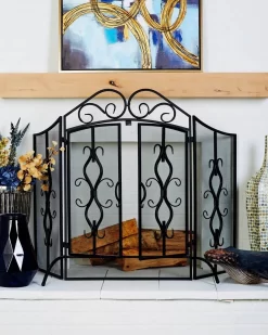 Juniper + Ivory 40 In. X 60 In. Traditional Fireplace Screen Grey Metal - Juniper + Ivory 63348 -Home Haven Deals 268 63348 1 2