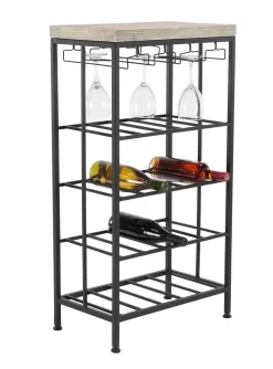 Juniper + Ivory Grayson Lane 36 In. X 19 In. Industrial Wine Storage Black Metal - Juniper + Ivory 74847