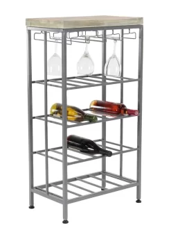 Juniper + Ivory Grayson Lane 36 In. X 19 In. Contemporary Wine Storage Grey Metal - Juniper + Ivory 74848