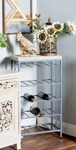 Juniper + Ivory Grayson Lane 36 In. X 19 In. Contemporary Wine Storage Grey Metal - Juniper + Ivory 74848 -Home Haven Deals 268 74848 1 2
