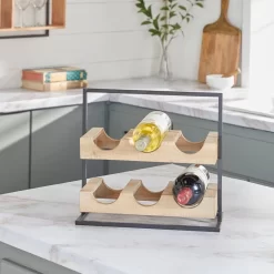 Juniper + Ivory 13 In. X 14 In. Farmhouse Wine Holder Brown Wood - Juniper + Ivory 77897 -Home Haven Deals 268 77897 1 2