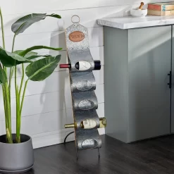 Juniper + Ivory 40 In. X 7 In. Contemporary Standing Wine Rack Grey Metal - Juniper + Ivory 77900 -Home Haven Deals 268 77900 1 2