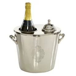 Juniper + Ivory 10 In. X 11 In. Traditional Wine Holder Cooler Silver Metal - Juniper + Ivory 90980