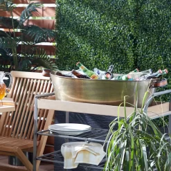 Juniper + Ivory 10 In. X 31 In. Contemporary Wine Holder Bucket Bronze Metal - Juniper + Ivory 90991 -Home Haven Deals 268 90991 1 2