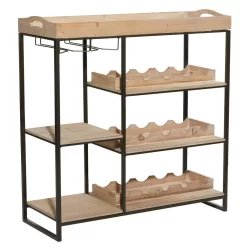 Juniper + Ivory 37 In. X 31 In. X 12In. Farmhouse Standing Wine Rack Brown Wood - Juniper + Ivory 92173