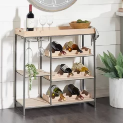 Juniper + Ivory 37 In. X 31 In. X 12In. Farmhouse Standing Wine Rack Brown Wood - Juniper + Ivory 92173 10 Juniper + Ivory 37 In. X 31 In. X 12In. Farmhouse Standing Wine Rack Brown Wood - Juniper + Ivory 92173 -Home Haven Deals 268 92173 1 2