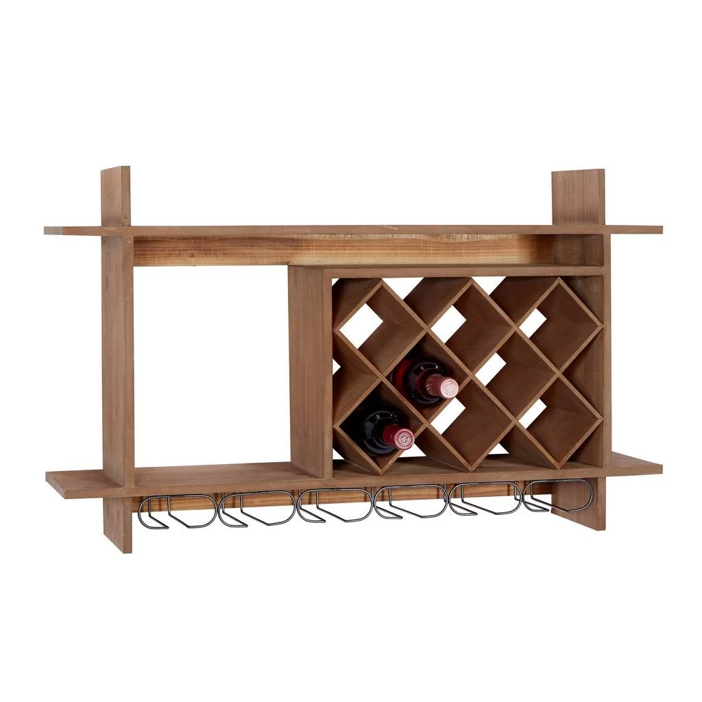 Juniper + Ivory 20 In. X 34 In. Farmhouse Wine Rack Brown Wood - Juniper + Ivory 92190 1 Juniper + Ivory 20 In. X 34 In. Farmhouse Wine Rack Brown Wood - Juniper + Ivory 92190