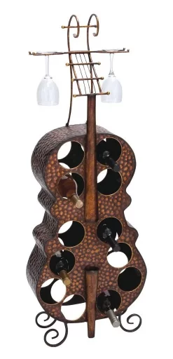 Juniper + Ivory 47 In. X 17 In. Traditional Wine Holder Rack Brass Metal - Juniper + Ivory 92354