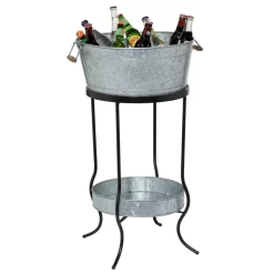 Juniper + Ivory 34 In. X 19 In. Contemporary Wine Holder Bucket Grey Metal - Juniper + Ivory 97421