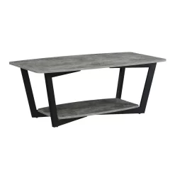 Graystone Coffee Table With Shelf In Cement/Black - Convenience Concepts 111282CMBL