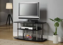 Designs2Go No Tools 3 Tier Wide TV Stand In Black - Convenience Concepts 131031