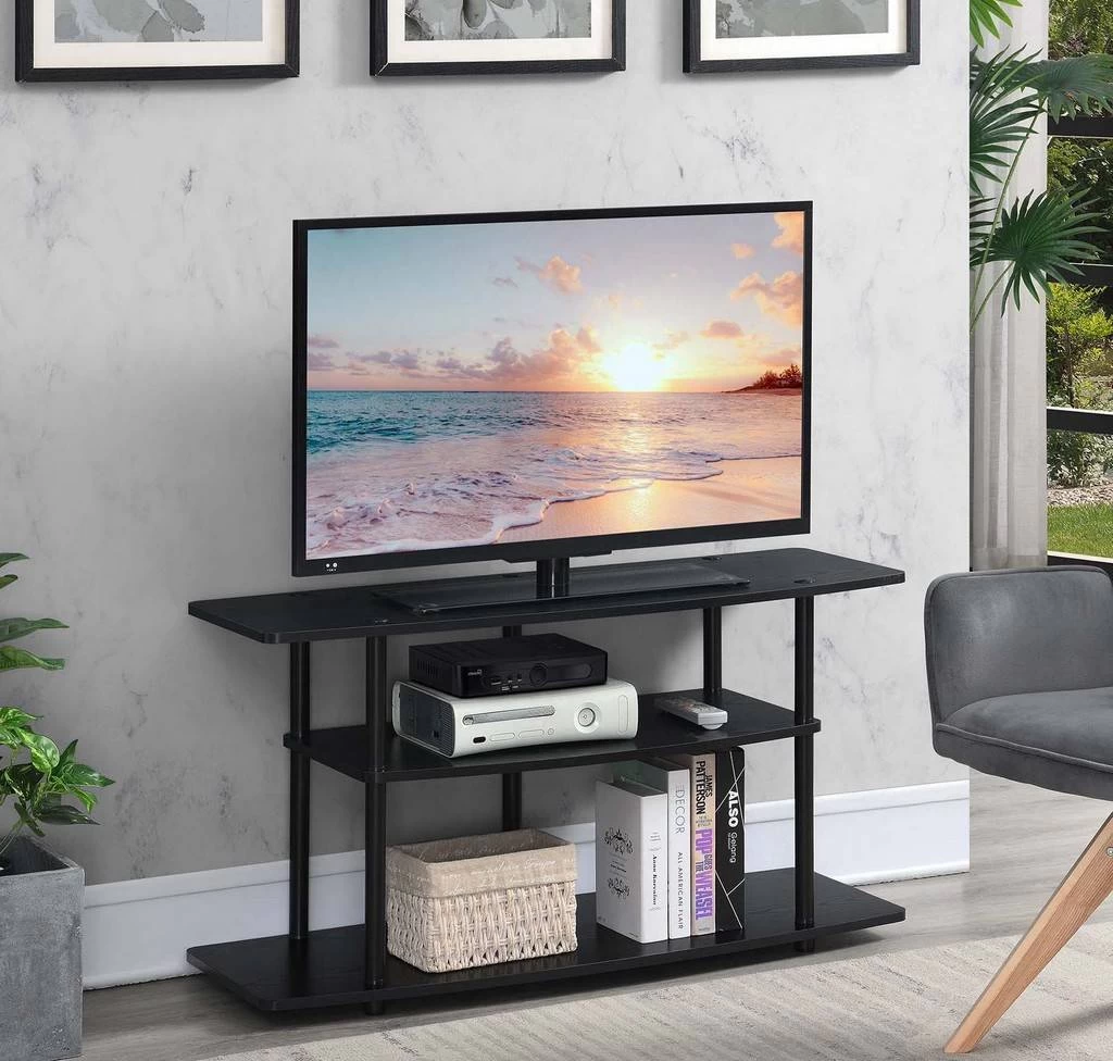 Designs2Go No Tools 3 Tier Wide TV Stand In Black/Black - Convenience Concepts 131031BLBL 1 Designs2Go No Tools 3 Tier Wide TV Stand In Black/Black - Convenience Concepts 131031BLBL