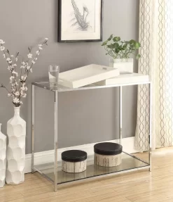 Palm Beach Console Table In White Finish - Convenience Concepts 131399W