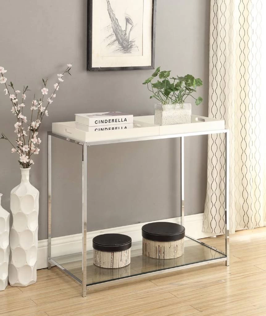 Palm Beach Console Table In White Finish - Convenience Concepts 131399W 2 Palm Beach Console Table In White Finish - Convenience Concepts 131399W - Image 2