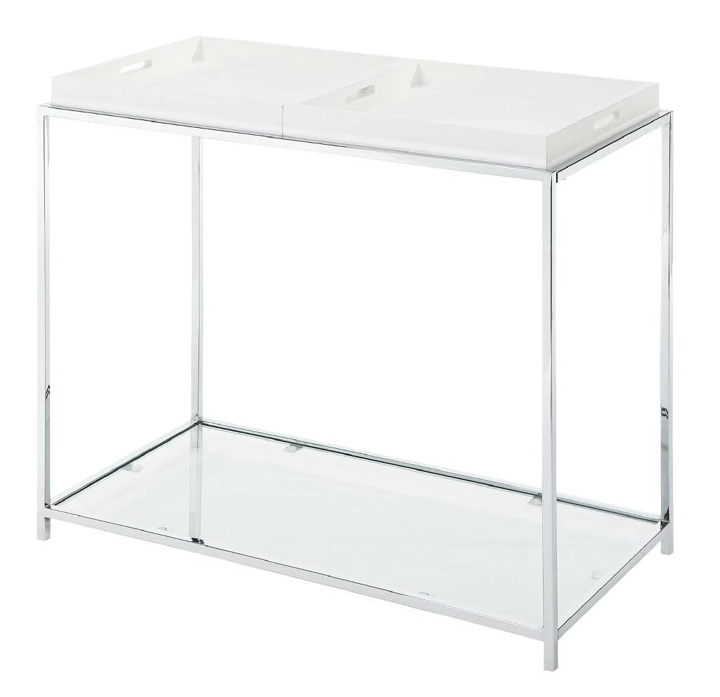 Palm Beach Console Table In White Finish - Convenience Concepts 131399W 5 Palm Beach Console Table In White Finish - Convenience Concepts 131399W - Image 5