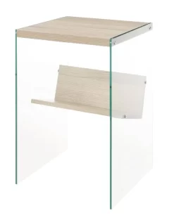 SoHo End Table With Shelf In Weathered White / Glass Finish - Convenience Concepts 131556WW -Home Haven Deals 27 131556ww 3