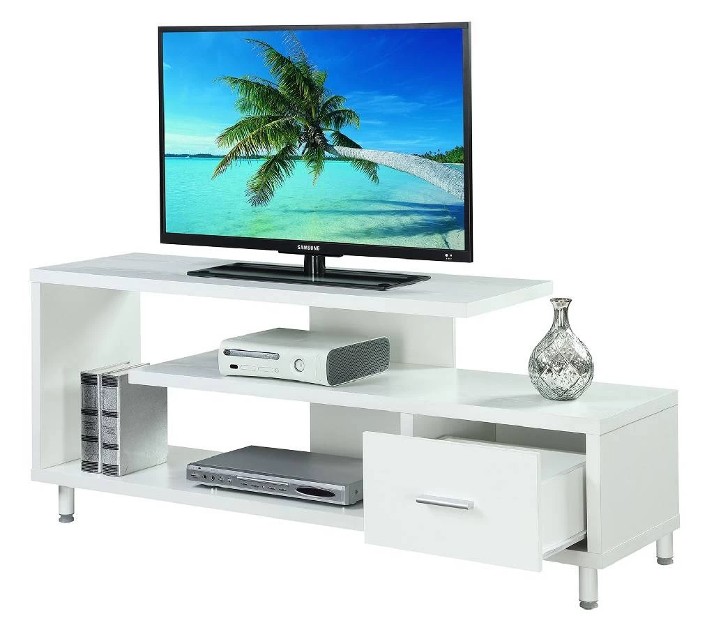 Seal II 1 Drawer 60 Inch TV Stand With Shelves In White - Convenience Concepts 151750W 2 Seal II 1 Drawer 60 Inch TV Stand With Shelves In White - Convenience Concepts 151750W - Image 2