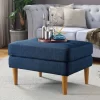 Marlow Mid Century Ottoman In Blue Fabric Finish - Convenience Concepts 161364BE