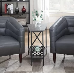 Tucson Wedge End Table In Weathered Gray / Black - Convenience Concepts 161860WGY
