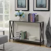 Tucson Console Table With Shelf In Faux Birch/Black - Convenience Concepts 161899C1