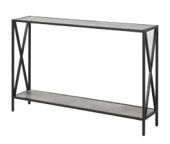 Tucson Console Table With Shelf In Faux Birch/Black - Convenience Concepts 161899C1 -Home Haven Deals 27 161899c1 3