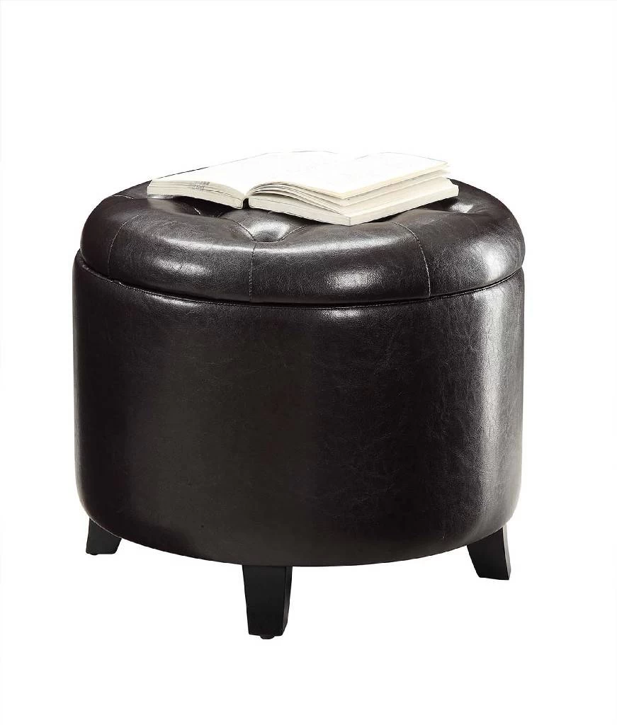 Round Espresso Ottoman - Convenience Concepts 163060E 3 Round Espresso Ottoman - Convenience Concepts 163060E - Image 3