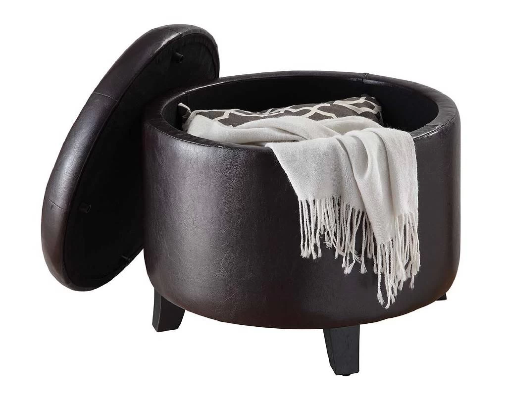 Round Espresso Ottoman - Convenience Concepts 163060E 4 Round Espresso Ottoman - Convenience Concepts 163060E - Image 4