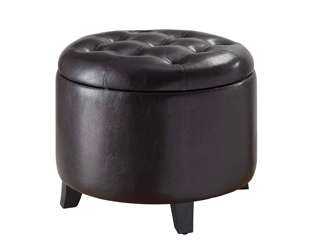 Round Espresso Ottoman - Convenience Concepts 163060E 5 Round Espresso Ottoman - Convenience Concepts 163060E - Image 5