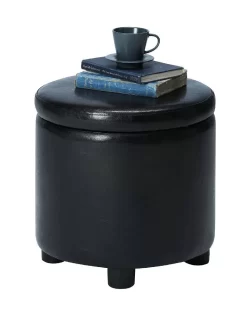 Designs4Comfort Round Accent Storage Ottoman In Black - Convenience Concepts 163523BL -Home Haven Deals 27 163523bl 3