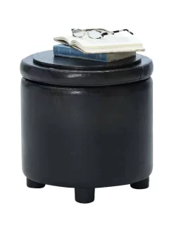 Designs4Comfort Round Accent Storage Ottoman In Black - Convenience Concepts 163523BL -Home Haven Deals 27 163523bl 4