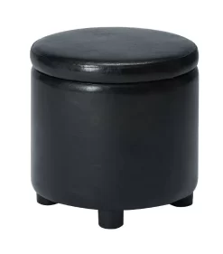 Designs4Comfort Round Accent Storage Ottoman In Black - Convenience Concepts 163523BL -Home Haven Deals 27 163523bl 5